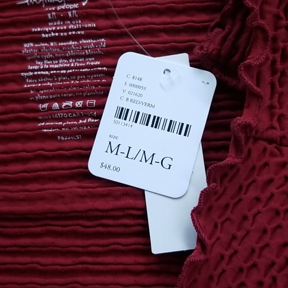 Free People Textured Long Sleeve Crop Top M/L - Picture 6 of 7